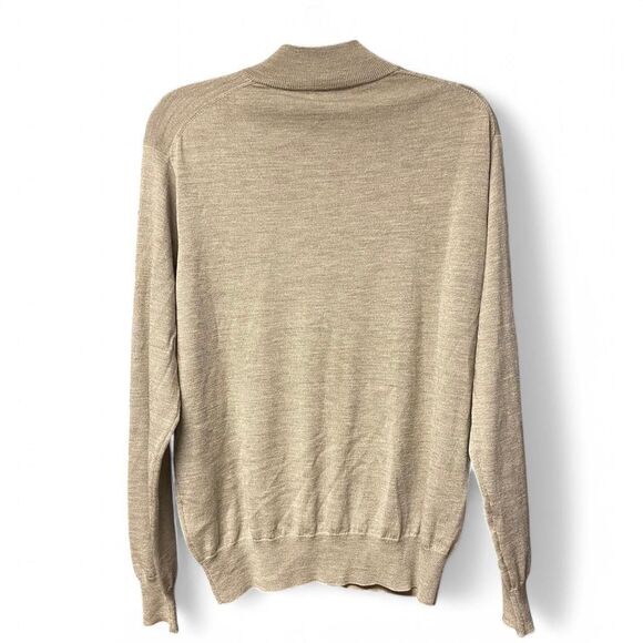 Peter Milar Cream tan merino wool quarter zip sweater size L - Picture 2 of 6